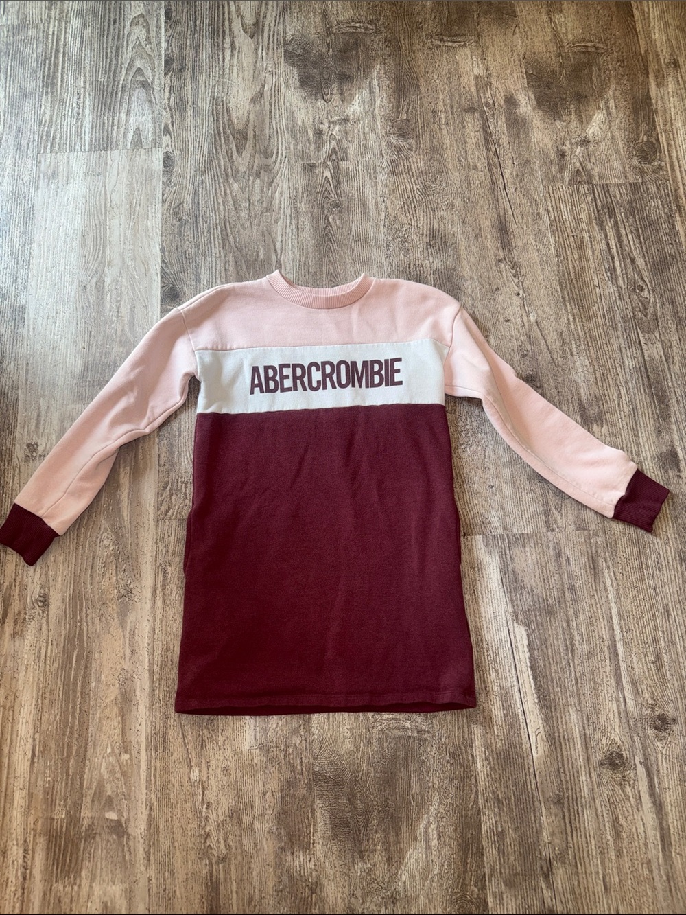 Abercrombie & Fitch Pink, White & Burgundy Colorblock Sweatshirt Dress